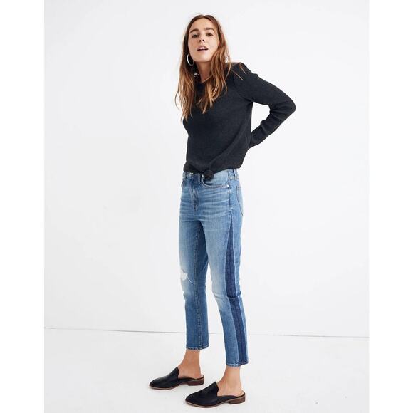 MADEWELL The High-Rise Slim Boyjean in Raebrook Wash Two Tone Stretch Size 25 - Picture 1 of 11